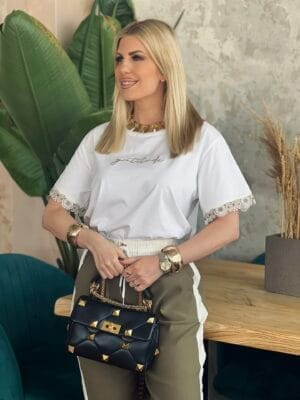 T-shirt Λευκό με Κέντημα